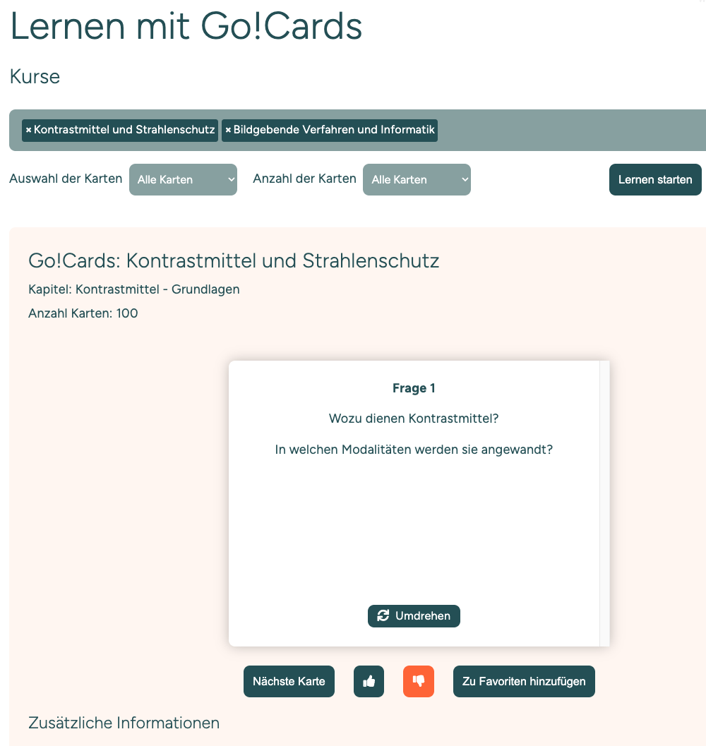 Go!Cards: Lernkarten zu Kontrastmittel & Strahlenschutz